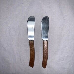 Cheese Butter Wood Handle Small Knife 2 Set Cutlery Stainless Serving Silverware